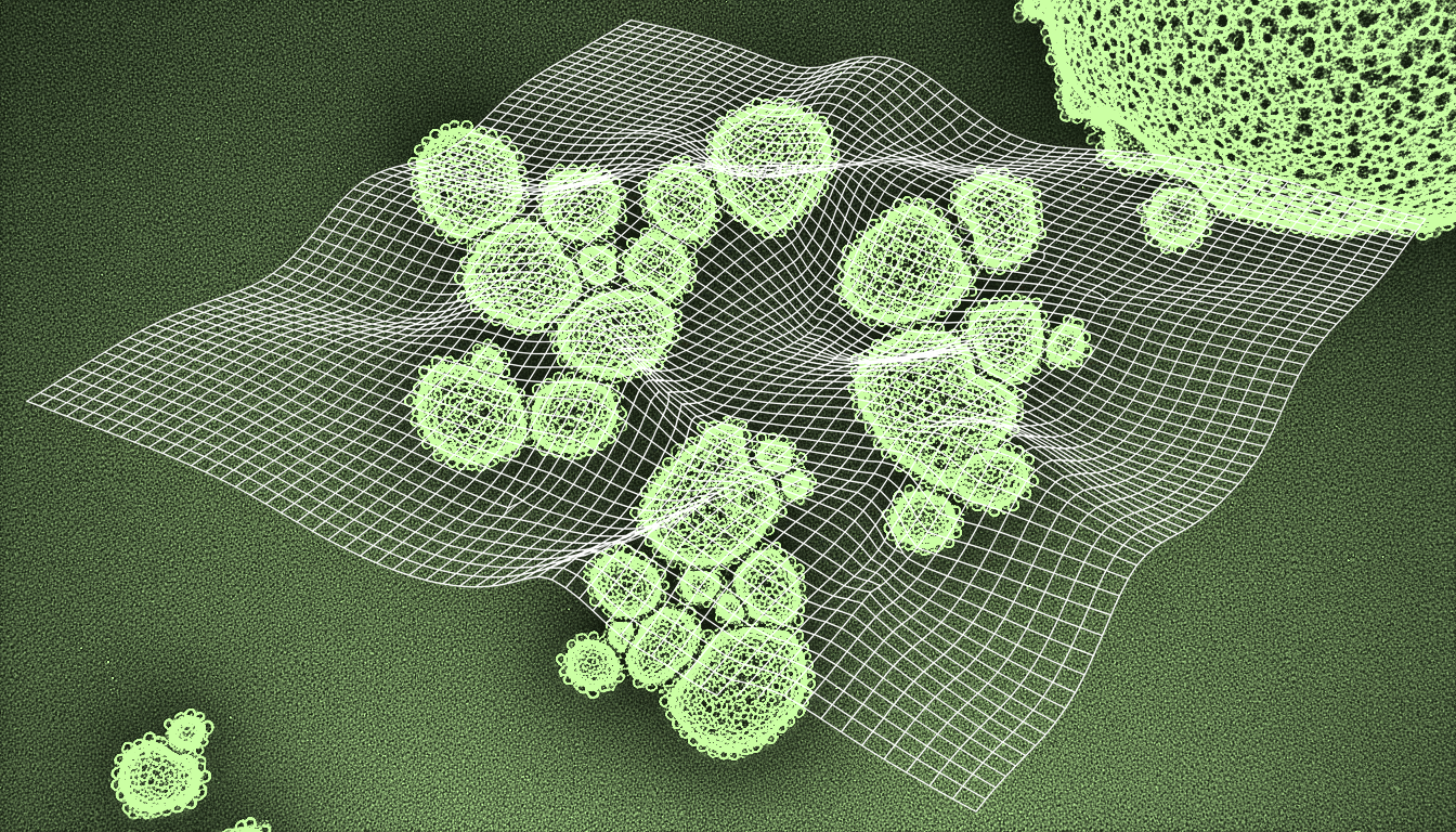 transmission electron micrograph of clustered HLA-B*58:01 molecular complexes, deep indigo stain, high-resolution membrane detail